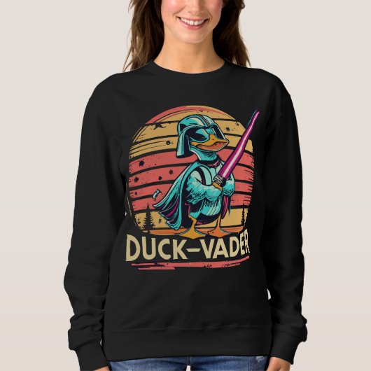 Retro Warrior Duck Vintage Sunset Sweatshirt (Vorderseite)