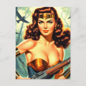 Retro Warrior Woman Postkarte (Vorderseite)