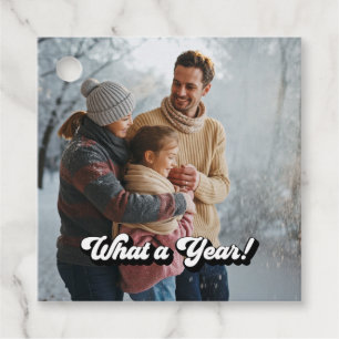 Retro-„Was für ein Jahr!“-Feiertagsfoto Geschenkanhänger