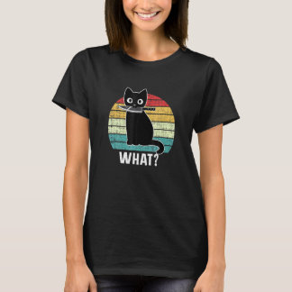 Retro Was Katze Schwarzes Messer Miaut Kätzchen Lu T-Shirt