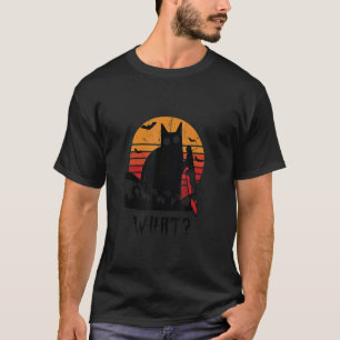 Retro Was schwarze Katze Frohe Halloween-Party-Kos T-Shirt