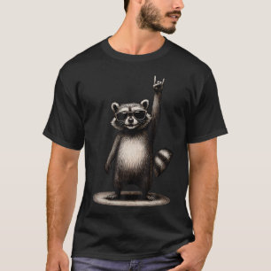 Retro-Waschbär-Rock-Musik-Lustiger-Junge T-Shirt