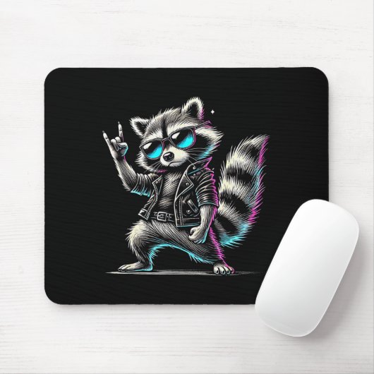 Retro-Waschbär-Rockmusik Lustiges Geschenk für Män Mousepad (Mit Mouse)