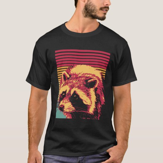 Retro Waschbär T-Shirt (Vorderseite)