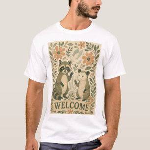 Retro-Waschbär und Opossum heißen Sie im Vintage-S T-Shirt