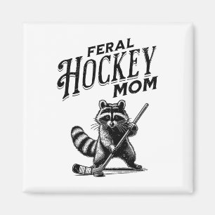 Retro-Waschbär verwilderte Hockey-Mama Hockey-Spie Magnet