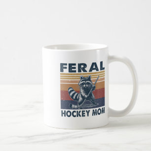 Retro-Waschbär Wilde Hockey-Mama Hockey-Spieler Mü Kaffeetasse