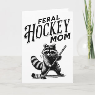 Retro Waschbär Wilde Hockey-Mama Hockey-Spieler Mü Karte