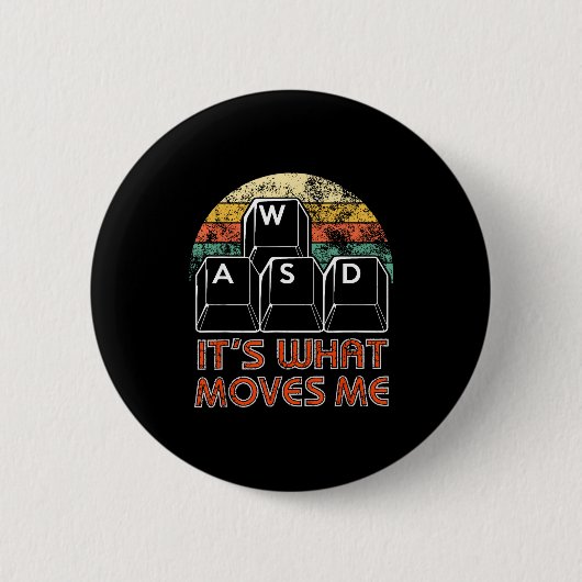 Retro Wasd Gaming Keys Funny Pc Gamer Design  Button (Vorderseite)