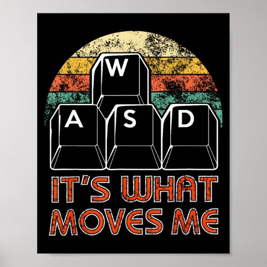 Retro Wasd Gaming Keys Funny Pc Gamer Design  Poster (Vorne)