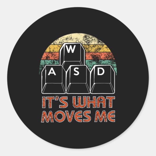 Retro Wasd Gaming Keys Funny Pc Gamer Design  Runder Aufkleber (Vorderseite)