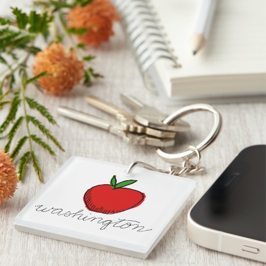 Retro Washington Apple Schlüsselanhänger (Vorderseite rechts)