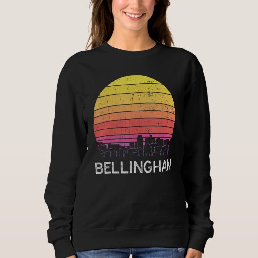 Retro Washington Bellingham Skyline Vintage Urban  Sweatshirt (Vorderseite)