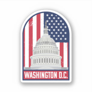 Retro Washington D.C. Hauptstadt Dome mit Flag Aufkleber
