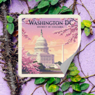 Retro Washington D.C. Quadratischer Aufkleber