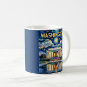 Retro Washington DC Lincoln Memorial Van Gogh Art Kaffeetasse (VorderseiteRechts)