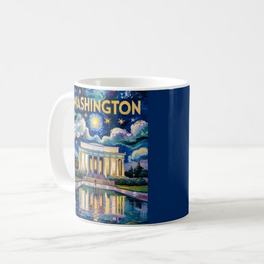 Retro Washington DC Lincoln Memorial Van Gogh Art Kaffeetasse (Vorderseite Links)