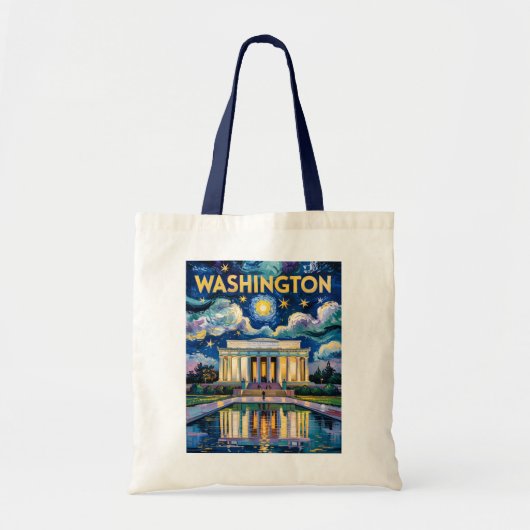 Retro Washington DC Lincoln Memorial Van Gogh Art Tragetasche (Vorne)