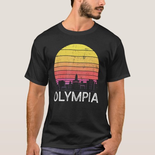 Retro Washington Olympia Skyline Vintag Urban Bui T-Shirt (Vorderseite)