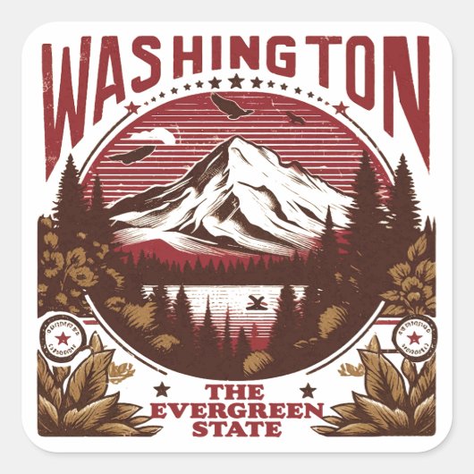 Retro Washington Quadratischer Aufkleber (Vorderseite)