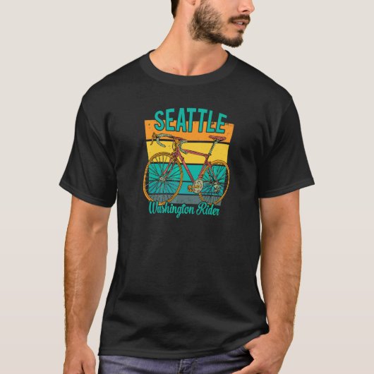 Retro Washington Rider For Seattle Bicycle Enthus T-Shirt (Vorderseite)
