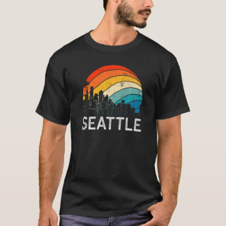 Retro Washington Seattle Skyline Vintag Urban Sky T-Shirt