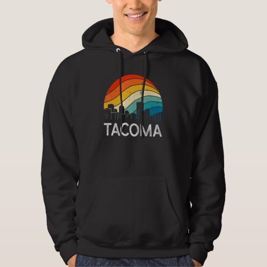Retro Washington Tacoma Skyline Vintage Urban Skys Hoodie (Vorderseite)
