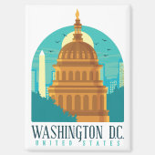 Retro Washington United Staaten Skyline Magnet (Vorderseite)