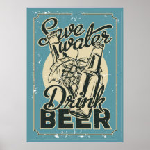 Retro Wasser Sparen Bier Trinken Männerhöhle
