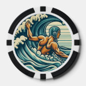 Retro-Wasserballspieler Poker-Chips Pokerchips (Vorderseite)