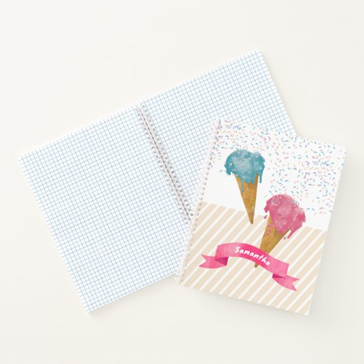 Retro Wasserfarbe Eiscreme & Sprinkles Notizblock (Innenseite)