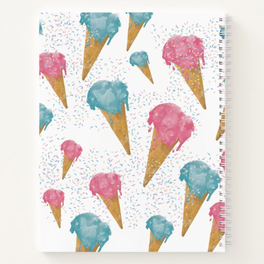 Retro Wasserfarbe Eiscreme & Sprinkles Notizblock (Rückseite)
