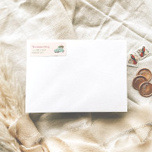 Retro Wasserfarbe Grün Frohe Weihnachtswagenbaum