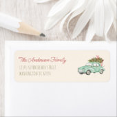 Retro Wasserfarbe Grün Frohe Weihnachtswagenbaum (Insitu)