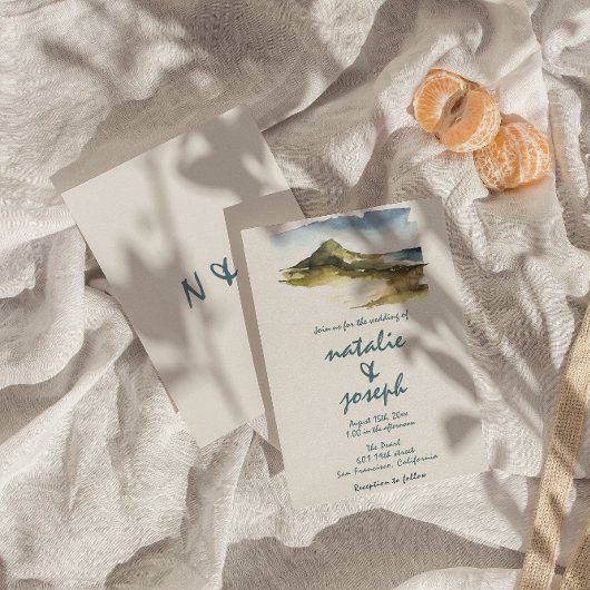 Retro Wasserfarbe Handgezeichneter Strand Einzigar Einladung