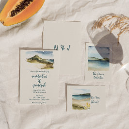 Retro Wasserfarbe Handgezeichneter Strand Einzigar Einladung