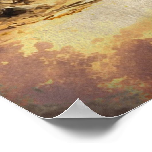 Retro Wasserfarbe Pirate Schiff Palmen Palmen alte Poster (Ecke)