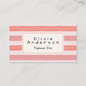 Retro Wasserfarbe Rosa rote Streifen Trendy Girly  Visitenkarte (Vorderseite)