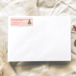 Retro Wasserfarbe Rote Streifen Weihnachtsbaum