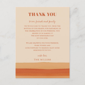 Retro Wasserfarben Streifen Terracotta Vielen Dank Postkarte