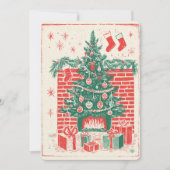 Retro-Wasserfarben-Weihnachtskarte Feiertagskarte (Vorderseite)