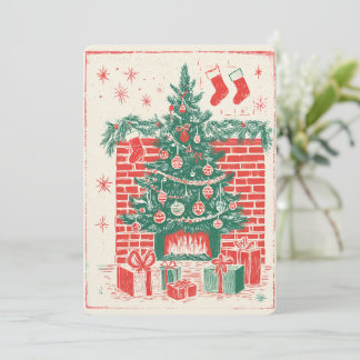 Retro-Wasserfarben-Weihnachtskarte Feiertagskarte