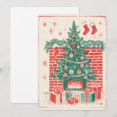 Retro-Wasserfarben-Weihnachtskarte Feiertagskarte (Vorne/Hinten)