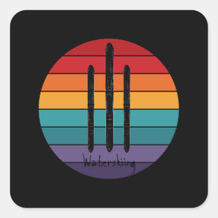 Retro Wasserski - Wasserski Quadratischer Aufkleber