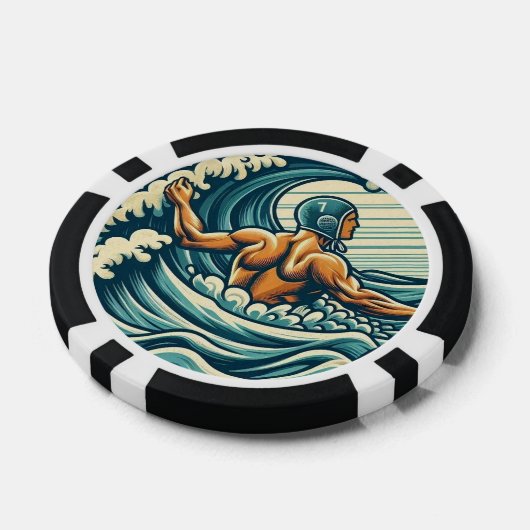 Retro Water-polo Player Poker Chips (Einzeln)