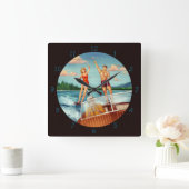 Retro Water Ski Quadratische Wanduhr (Zuhause)