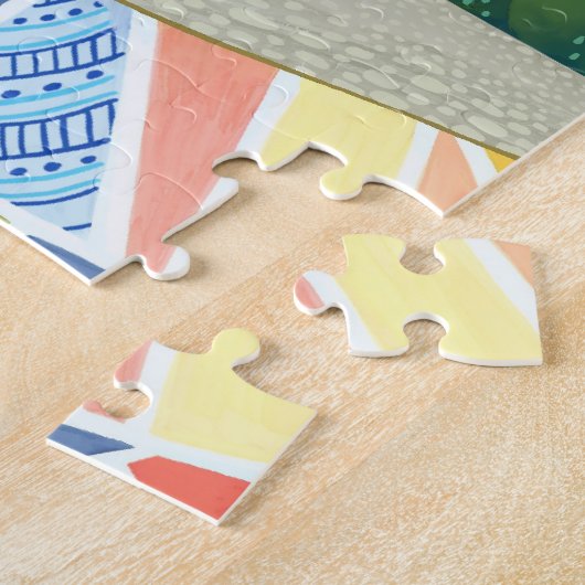 Retro Watercolor Barcelona Spain Travel Puzzle (Seite)