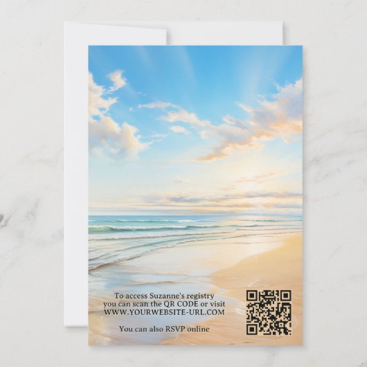 Retro Watercolor Beach Brautparty Einladung (Rückseite)