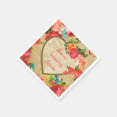 Retro Watercolor Blumenrahmen Serviette (Ecke)