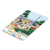 Retro Watercolor Coloful Barcelona Spain Travel Magnet (Linke Seite)